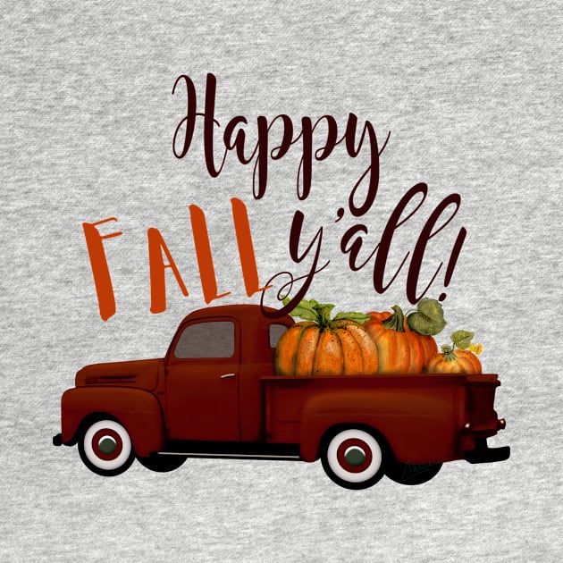 Happy Fall Y'all! Vintage Truck with Pumpkins by CheriesArt